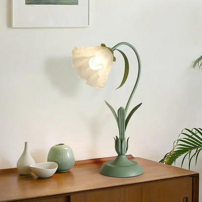 Lampe de bureau fleur romantique française Rétro Atmosphère Veilleuses de chevet Style crème Campagne Pastorale pour Chambre à coucher