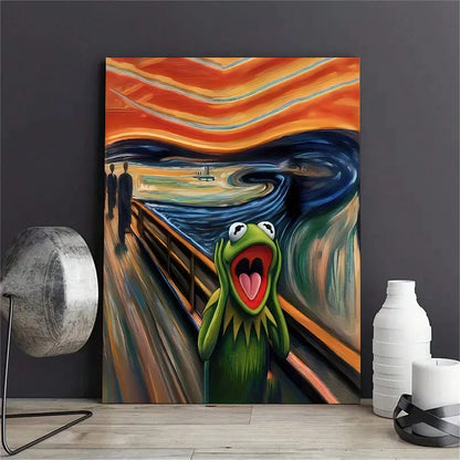 Tableau mural abstrait moderne, peinture de grenouille hurlante, impression sur toile HD, affiche de décoration pour maison, salon, chambre, salle de classe