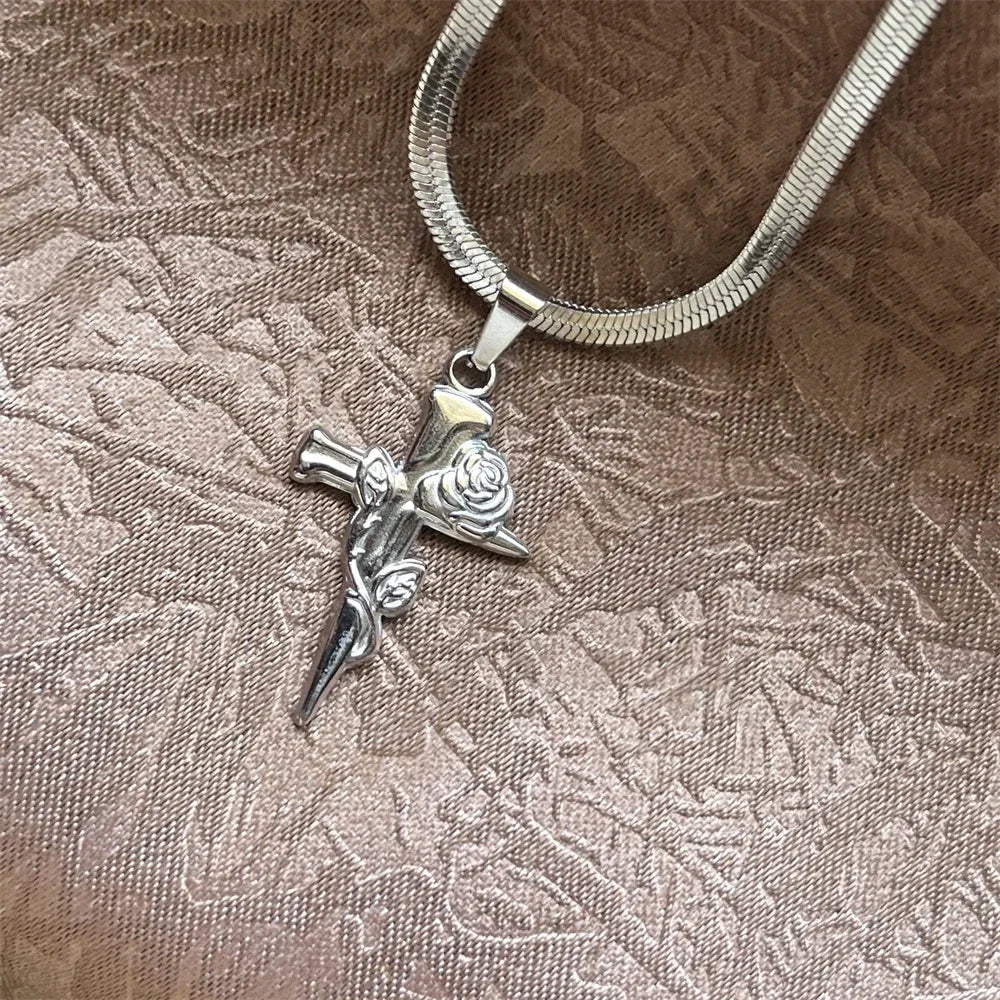 Christian Cross Necklace for Men Women | Stainless Steel Religious Pendant Jewelry