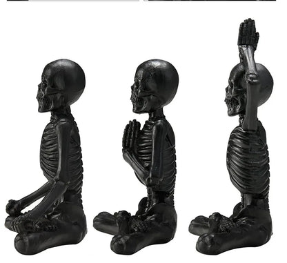 Meditation skeleton statue and yoga skeleton statue mini set resin craft ornaments halloween party decoration table gothic