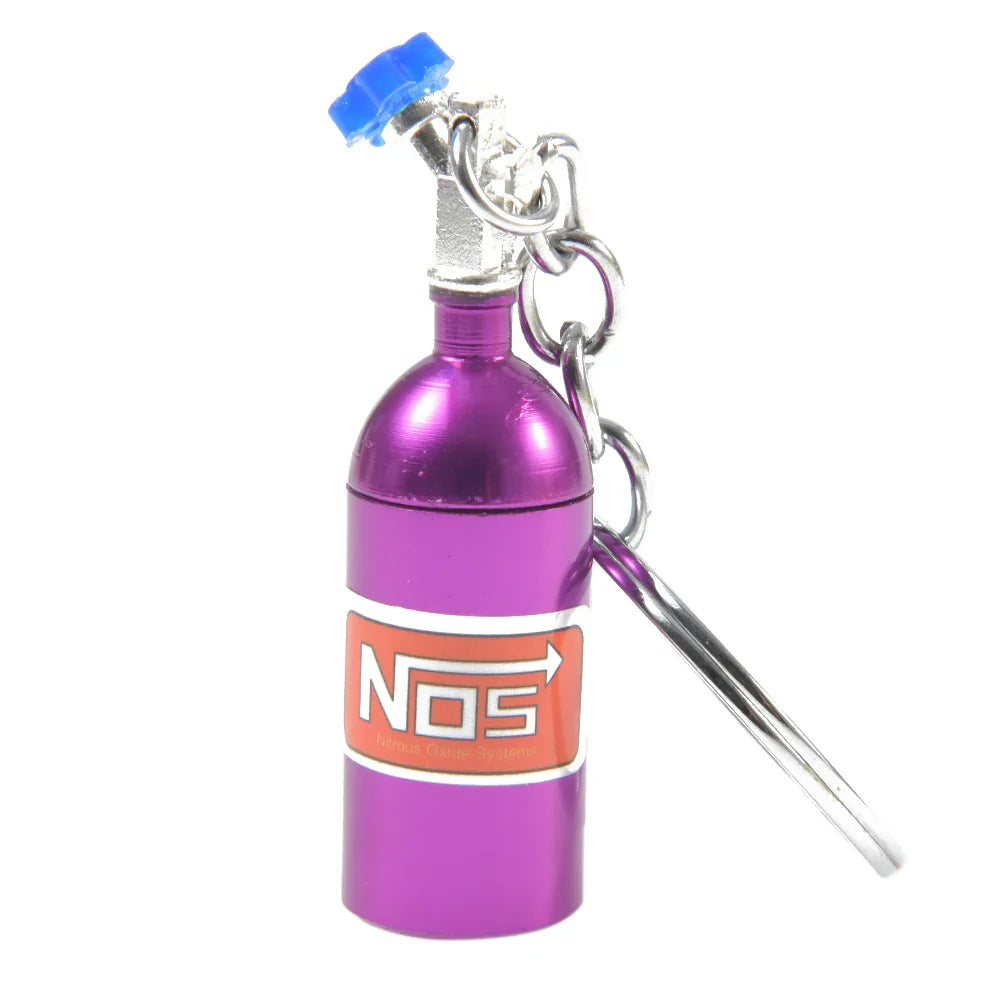 NOS Bottle Keychain Keyring | Metal Pill Box Stash Container for Car Keys