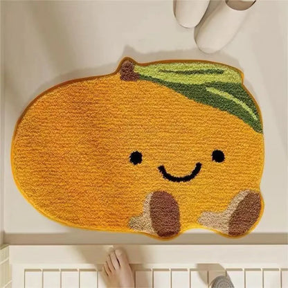 VIKAMA Little Fresh Fruit Special Imitation Cashmere Carpet Warm Machine Washable Bathroom Door Carpet Porch Mat Home Decor