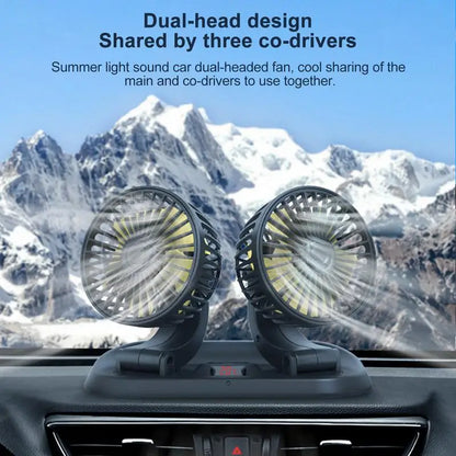Dual Head Car Fan | 12 Volt Portable Fan with 3-Speed Settings | Compact Design for Enhanced Air Circulation