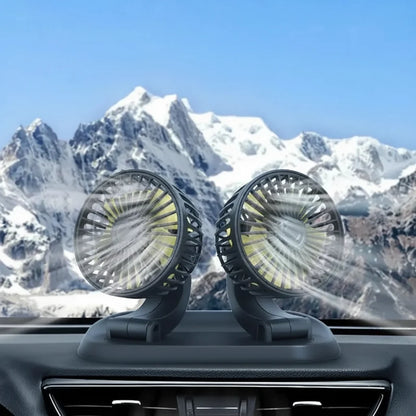 Dual Head Car Fan | 12 Volt Portable Fan with 3-Speed Settings | Compact Design for Enhanced Air Circulation
