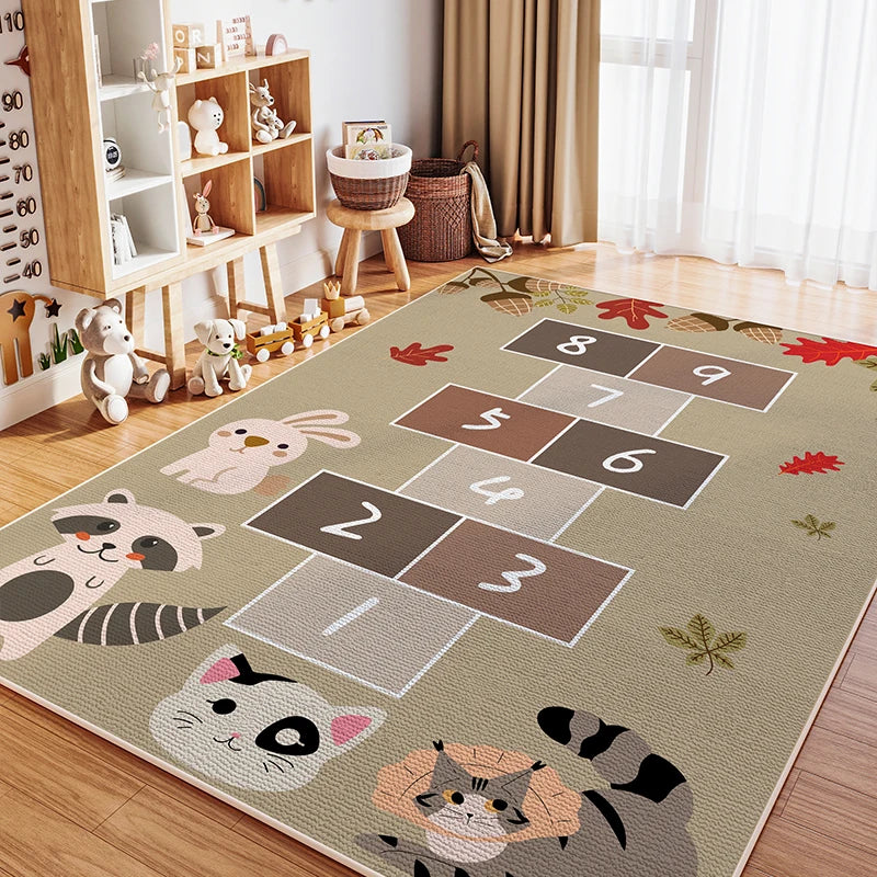 Alfombra de Pelo Cristal de VIKAMA para Habitación Infantil, Resistente a las Manchas, Lavable, para Dormitorio, Cama, Juego, Sala de Estar, Alfombra de Gateo, Decoración del Hogar