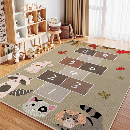 Alfombra de Pelo Cristal de VIKAMA para Habitación Infantil, Resistente a las Manchas, Lavable, para Dormitorio, Cama, Juego, Sala de Estar, Alfombra de Gateo, Decoración del Hogar