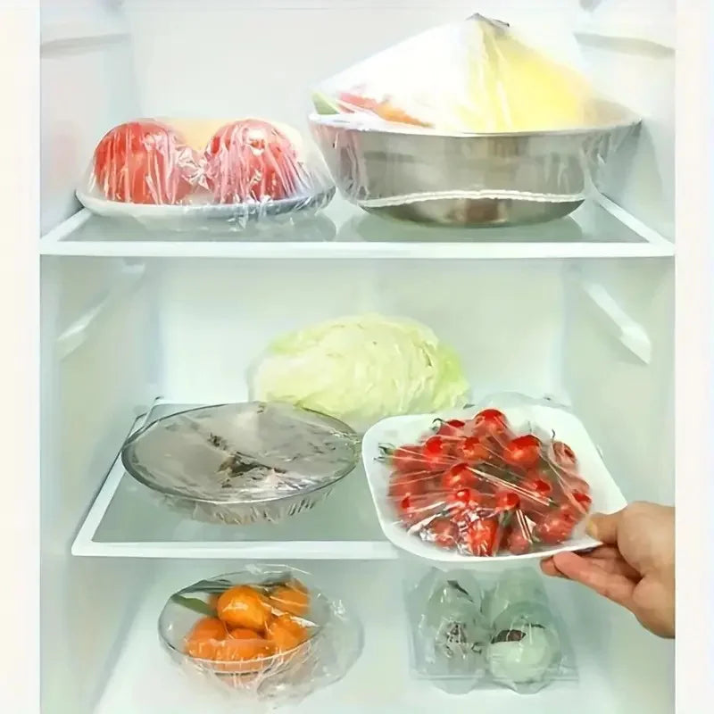 Lot de 100 Couvre-Plats Élastiques Transparents Réutilisables – Couvercles Extensibles en Plastique pour Bols et Assiettes – Hermétiques – Sans Odeur – L'Alternative Parfaite