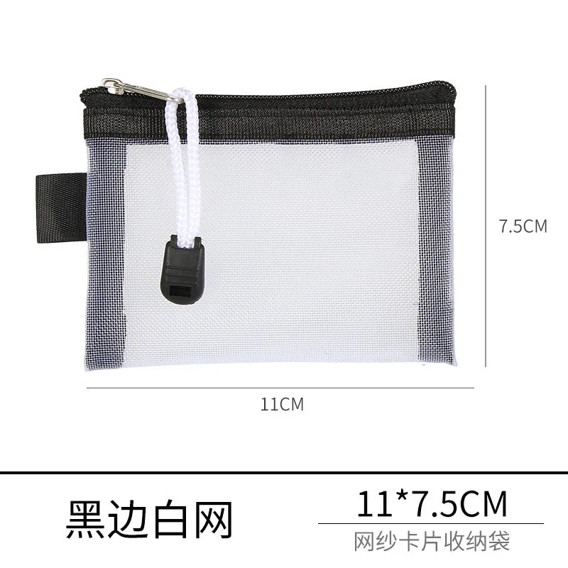 Mini Transparent Mesh Zipper Card Storage Bag | Portable Nylon Coin Purse