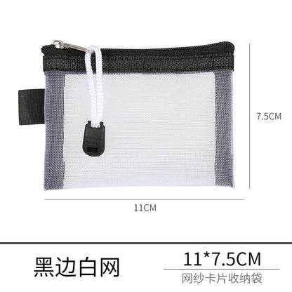 Mini Transparent Mesh Zipper Card Storage Bag | Portable Nylon Coin Purse