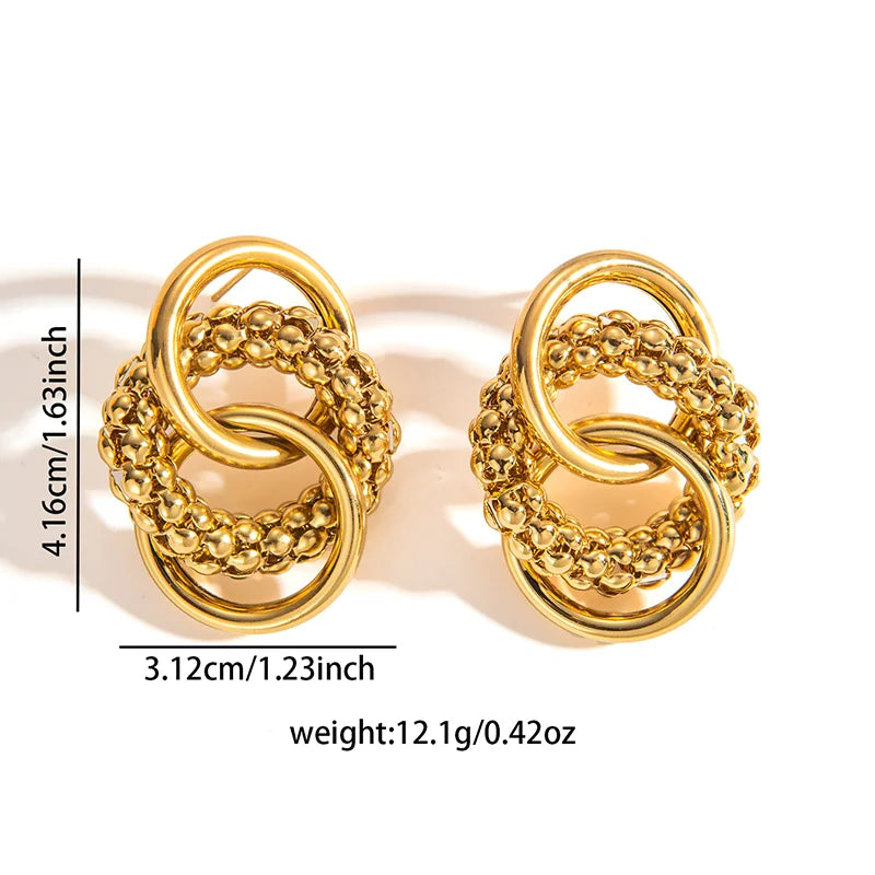 Stainless Steel Circular Splicing Earrings | Modern Geometric Drop Earrings