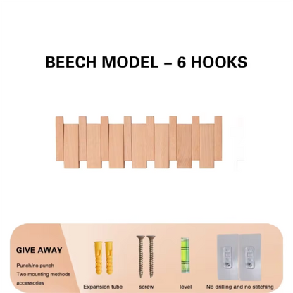 Wooden Piano Coat Rack Wall Mounted Solid Wood Hooks 4 6 8 Hook Organizer