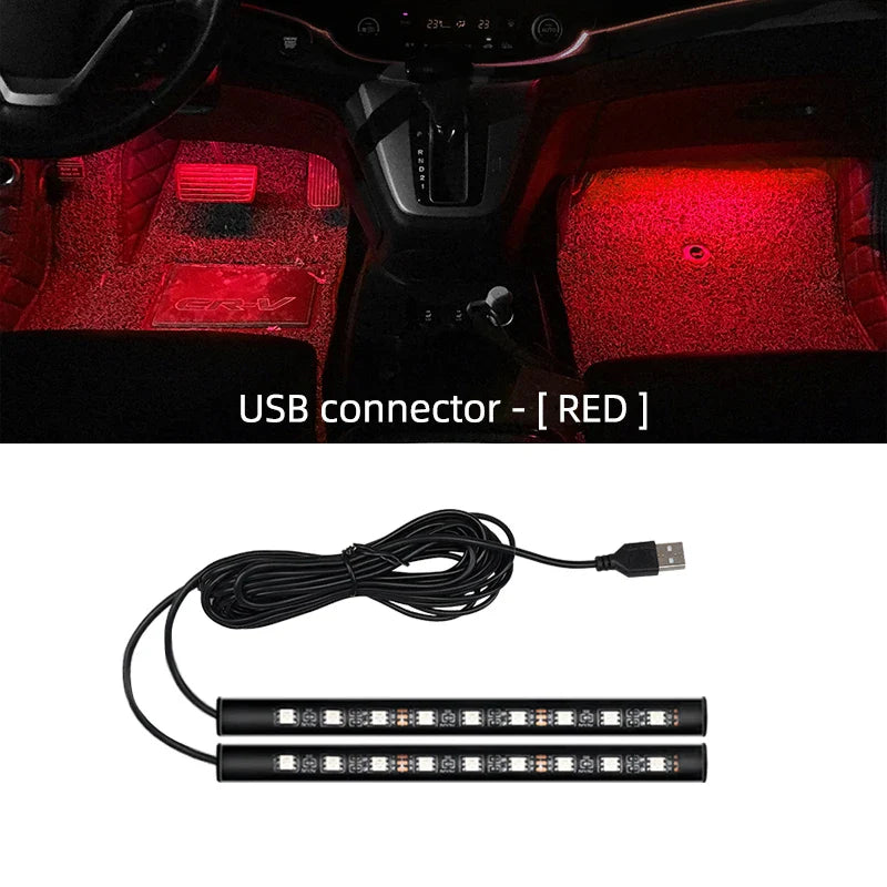 Neon 18 LED Car Interior Ambient Foot Light | USB Auto Atmosphere Decorative Lamp