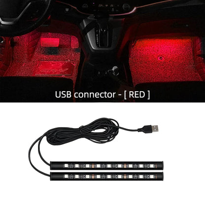 Neon 18 LED Car Interior Ambient Foot Light | USB Auto Atmosphere Decorative Lamp