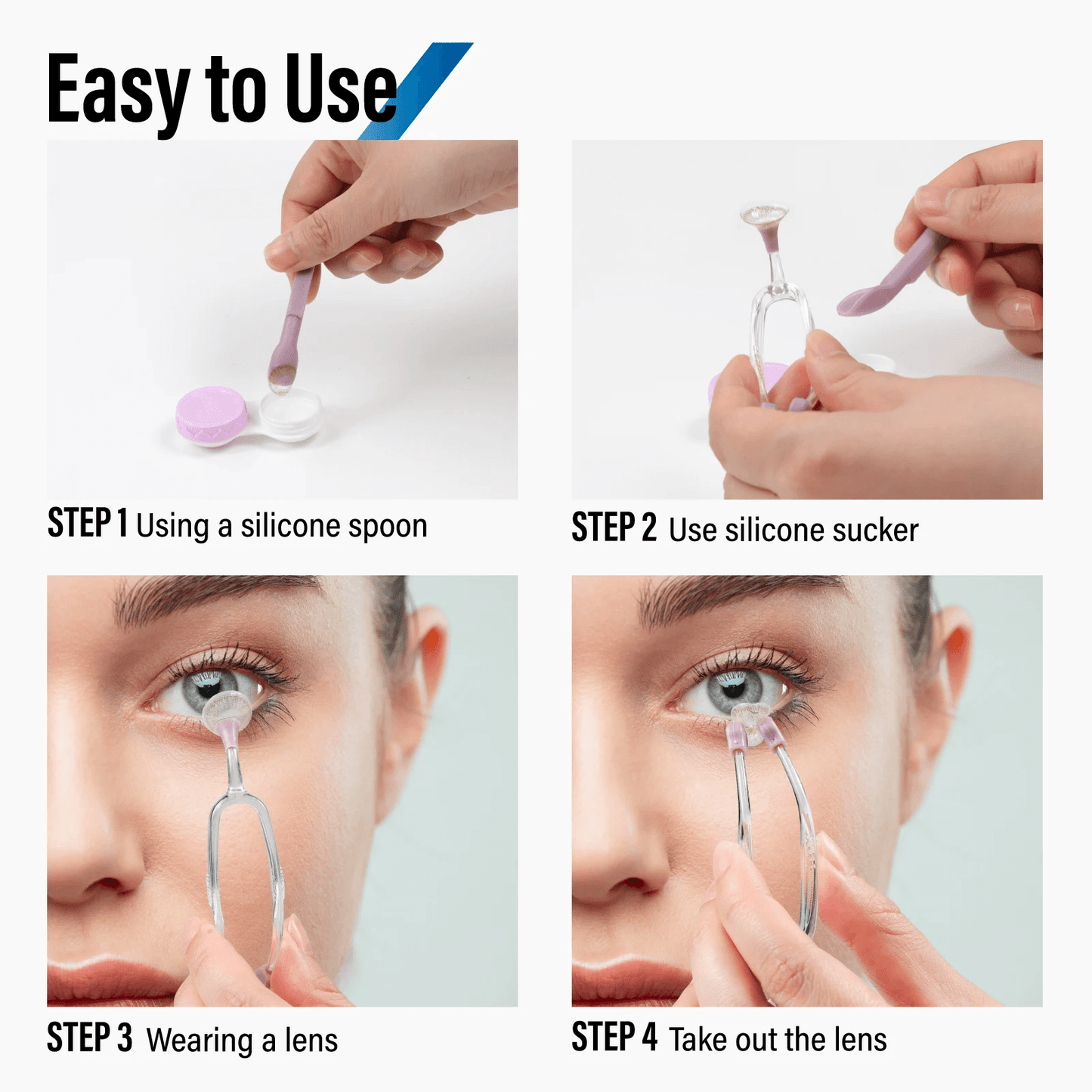 Contact Lens Applicator & Remover Tool Set Tweezers & Suction Stick