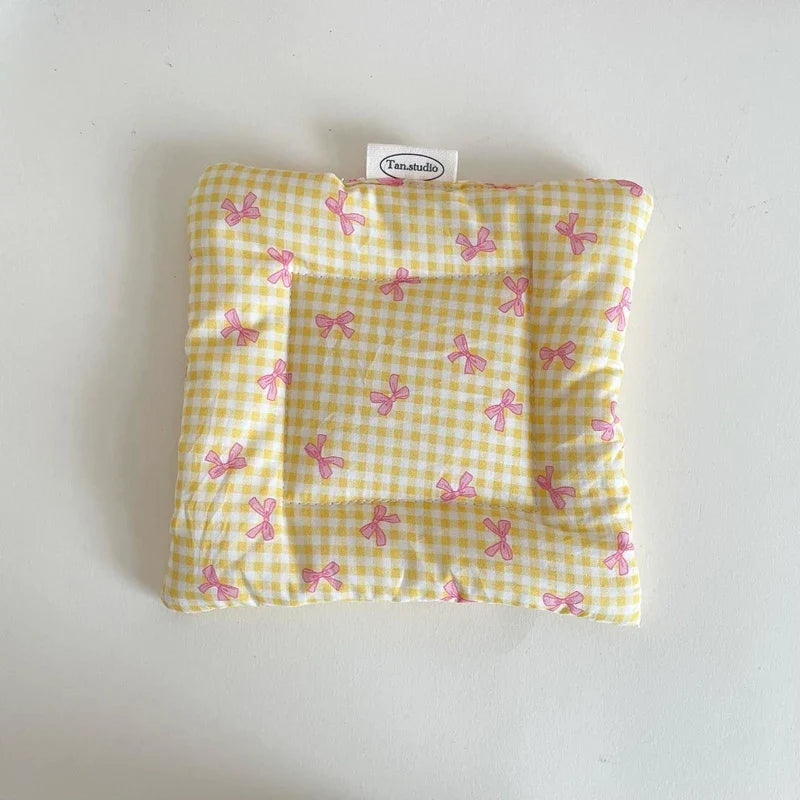 Korean Cotton Coaster Key Storage Jewellery Mat Double-sided Thickened Fabric Sweet Drawstring Portable Accessories  Cafe