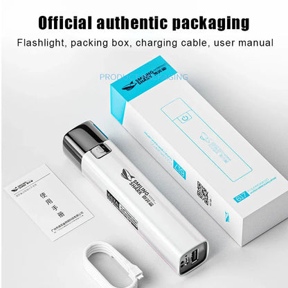 USB Rechargeable Mini LED Flashlight 2 in 1 Power Bank | 450 Lumen Super Bright Torch