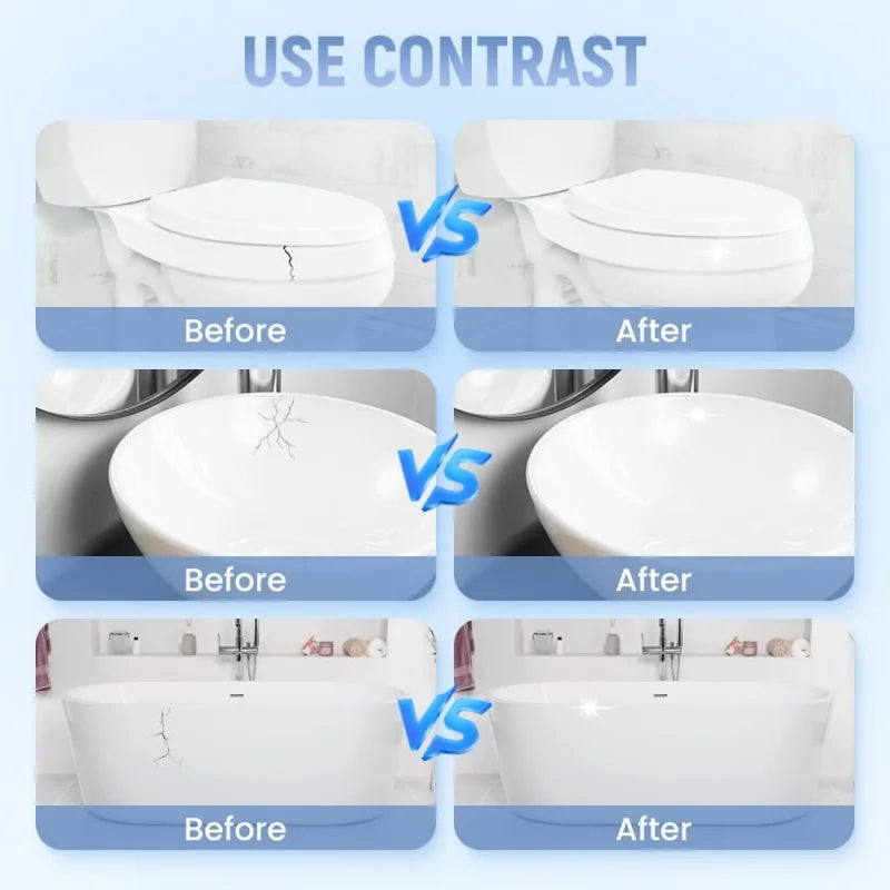 2pcs/set White Porcelain Repair Kit | Ceramic Repair Paste for Tubs, Tiles, Toilets, and Sinks