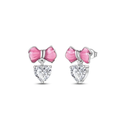 925 Silver Heart Butterfly Zircon Stud Earrings | Elegant Charm Jewelry Gift