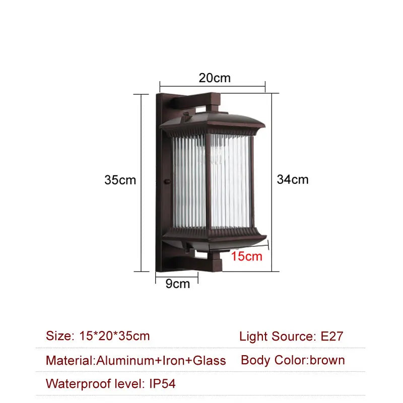 Outdoor Waterproof Metal Wall Lamp AC90-260V Exterior Porch Garden Villa Light