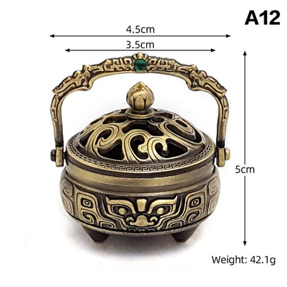 Alloy Lucky Incense Burner Bowl Incense Holder With Handle | Ancient Style Yoga Meditation Home Office Decor