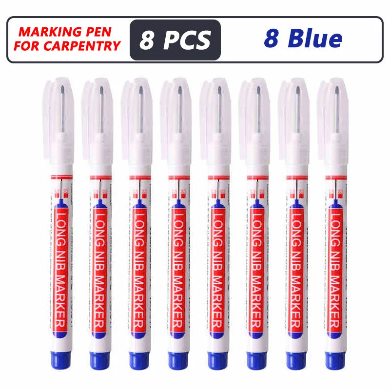Deep Hole Long Nib Markers for Metal Wood Tile | 8-Pack Waterproof Marking Pens
