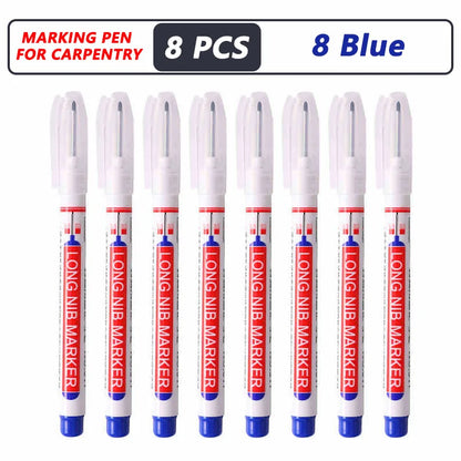 Deep Hole Long Nib Markers for Metal Wood Tile | 8-Pack Waterproof Marking Pens