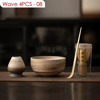 4PCS Outils de préparation de thé japonais Matcha DIY Fouet à Matcha en bambou Cuillère Bol Fouet à thé Brosses Accessoires de cérémonie