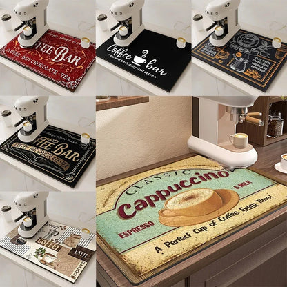 Tapis absorbant pour machine à café VIKAMA, absorbant l'eau et l'huile, égouttoir à vaisselle de cuisine, tapis absorbant à séchage rapide, tapis de vaisselle, décoration d'intérieur