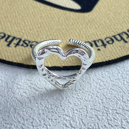 925 Sterling Silver Frosting Geometry Ring | Textured Wide Band for Women