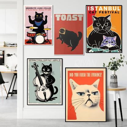 Modern Pop Black Cat Wall Art Poster Poster Paper Print Home Living Room Bedroom Entrance Bar Cafe Art Painting Decoration