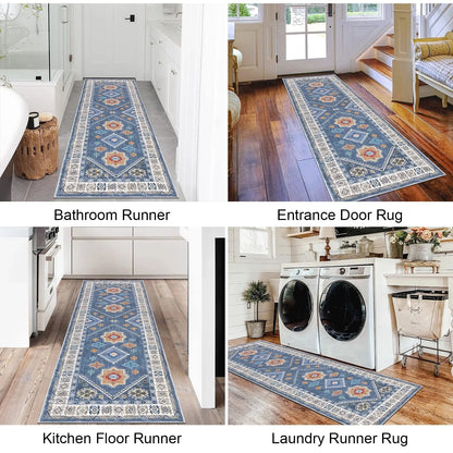 VIKAMA Tapis en velours cristal bohème, résistant à la saleté et facile d'entretien, tapis de couloir complet, tapis de balcon, décoration intérieure