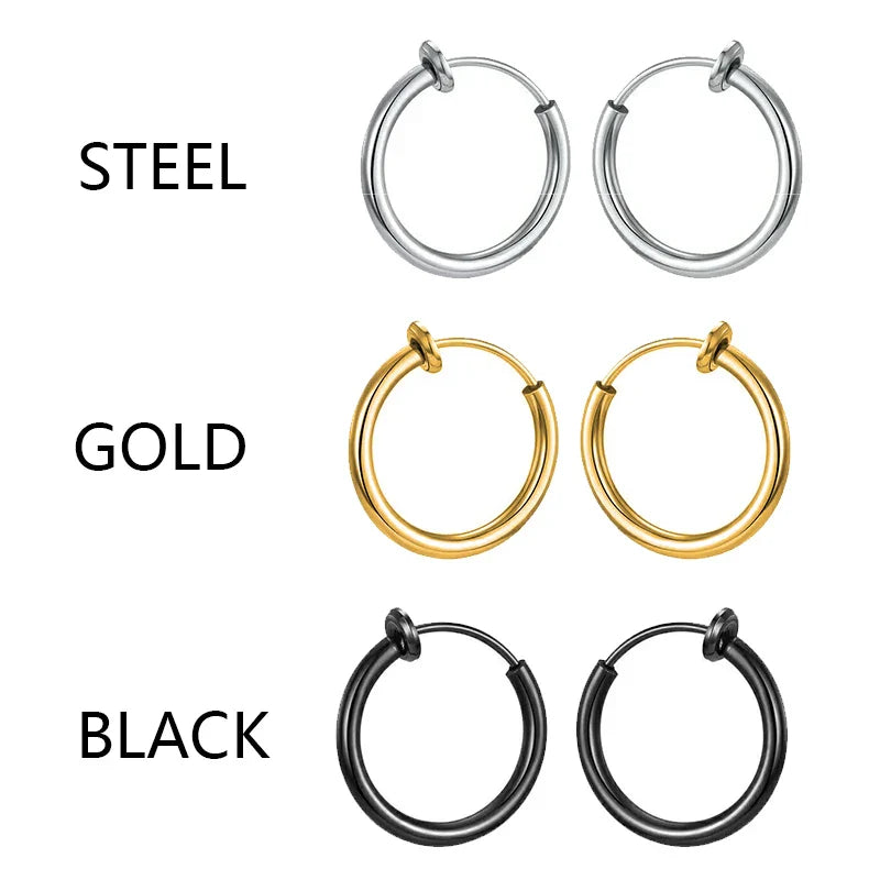 1 Pair Punk Stealth Clip On Earrings | No Hole Ear Cuff and Helix Ring Set