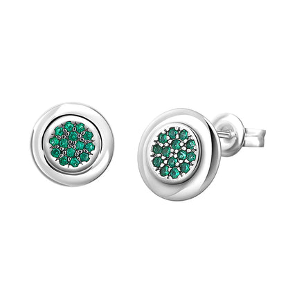 925 Silver Heart Stud Earrings | Pink Red Multi-Color Crystal Jewelry