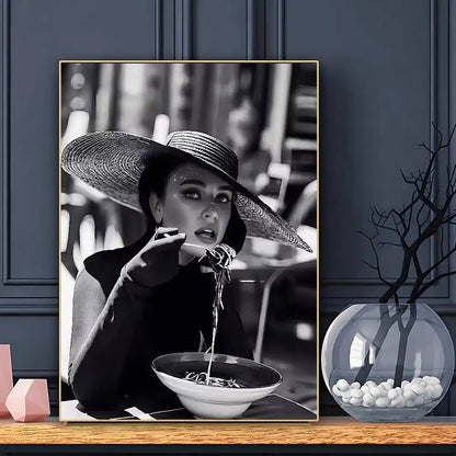 Modern Luxury Fashion Black White Art Heels Champagne Retro Poster Sticky Wall Art Printing Waterproof Home Living Bed Room Bar