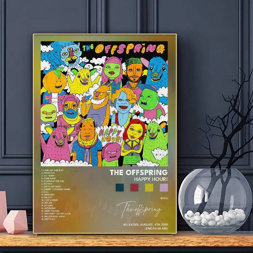 Affiche de musique rock du groupe The OffspringS, impression d'art mural HD adhésive, imperméable, pour salon, chambre à coucher, bar, décoration esthétique.