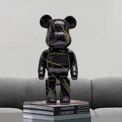 27cm/10 pouces Figurine d'ours Graffiti Décoration d'intérieur Animal Ornement Abstrait Pot de rangement d'argent Sculpture de chambre moderne Décor de table