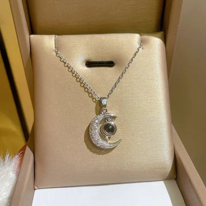Stainless Steel Crescent Moon Pendant Necklace | Vintage Gold Choker Jewelry for Women