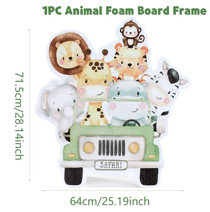 Ornement support grande fête animaux de la jungle 70cm Décoration joyeux anniversaire safari pour enfants Décoration fête sur le thème de la jungle et des bois pour baby shower