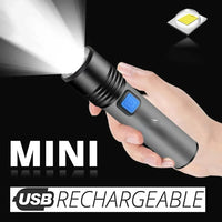 USB Rechargeable LED Flashlight | 1200mAh Waterproof Zoomable Camping Light