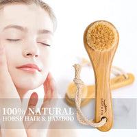 Natural Bamboo Facial Cleansing Brush | Soft Horse Hair Deep Clean Face Brush