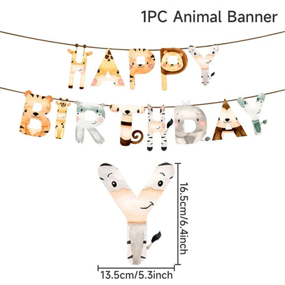Jungle Animal Tablecloth Birthday Party Decor Palm Leaves Tablecloth Jungle Safari Wild One Kids Birthday Party Decoration