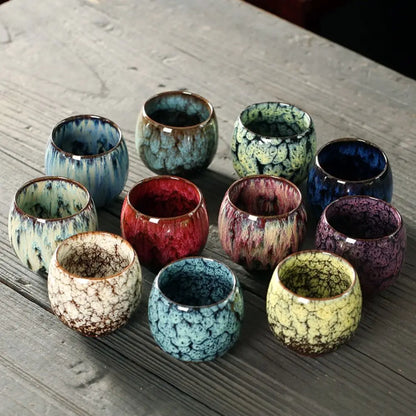 Tasse à Thé en Céramique Style Japonais, Tasse à Expresso Transformée au Four, Tasse à Thé Kung Fu en Porcelaine, Tasse à Café en Poterie, Boisson