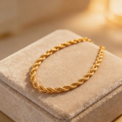 Andara 925 Sterling Silver 18K Gold Plated 4MM Twisted Rope Necklace | Unisex Fashion Chain