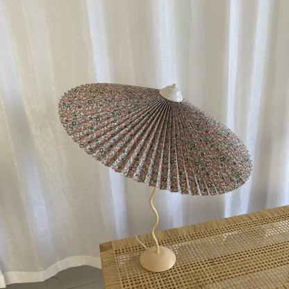 Lampe de table style rétro plissée, abat-jour parapluie, nordique médiéval coréen, pour chambre principale, lampe de chevet pivotante en fer forgé, livraison directe.