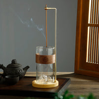 Glass Mountain Incense Holder for Sticks Incense Sticks Holder with Cord Lock Anti-Ash Flying Incense Burner with Ash Catcher