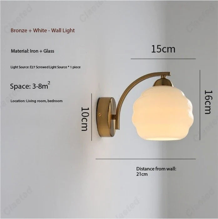 Applique murale LED Rétro Verre pour Salon Couloir Chambre Chevet Éclairage Décoratif E27