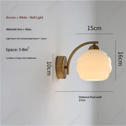 Applique murale LED Rétro Verre pour Salon Couloir Chambre Chevet Éclairage Décoratif E27