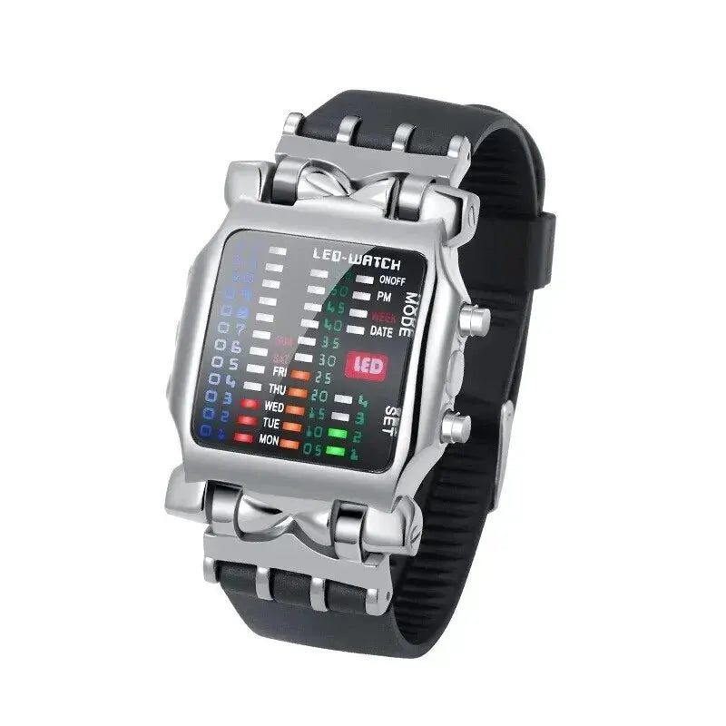Binary Led Watch | Creative Waterproof Business Electronic Watch for Men with Luminous Display and Date Time
