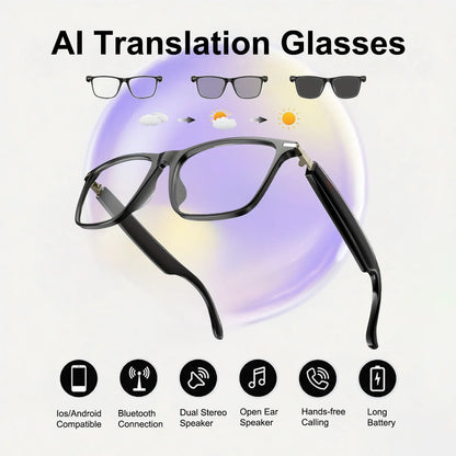 AI Translation Smart Glasses Photochromic Lenses Real Time 160+ Languages