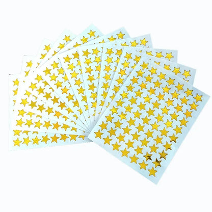Gold Star Sticker Set for Teachers and Class Rewards | 10 Sheets of Five Pointed Star Stickers